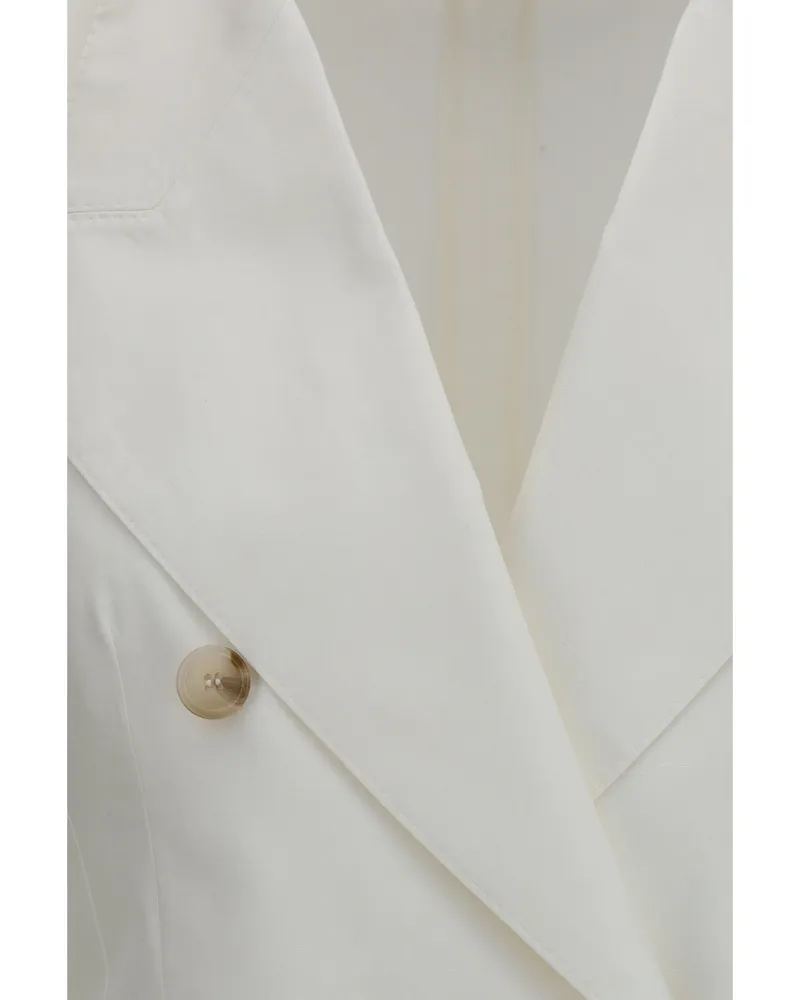 Dolce & Gabbana Women's Double-Breasted Blazer Optical White Cotton Blazers Jacket White