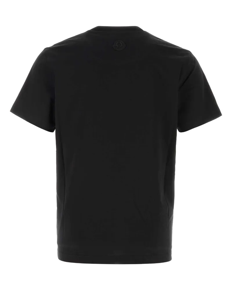 Moncler Logo-Embroidered Cotton T-Shirt — Black Black