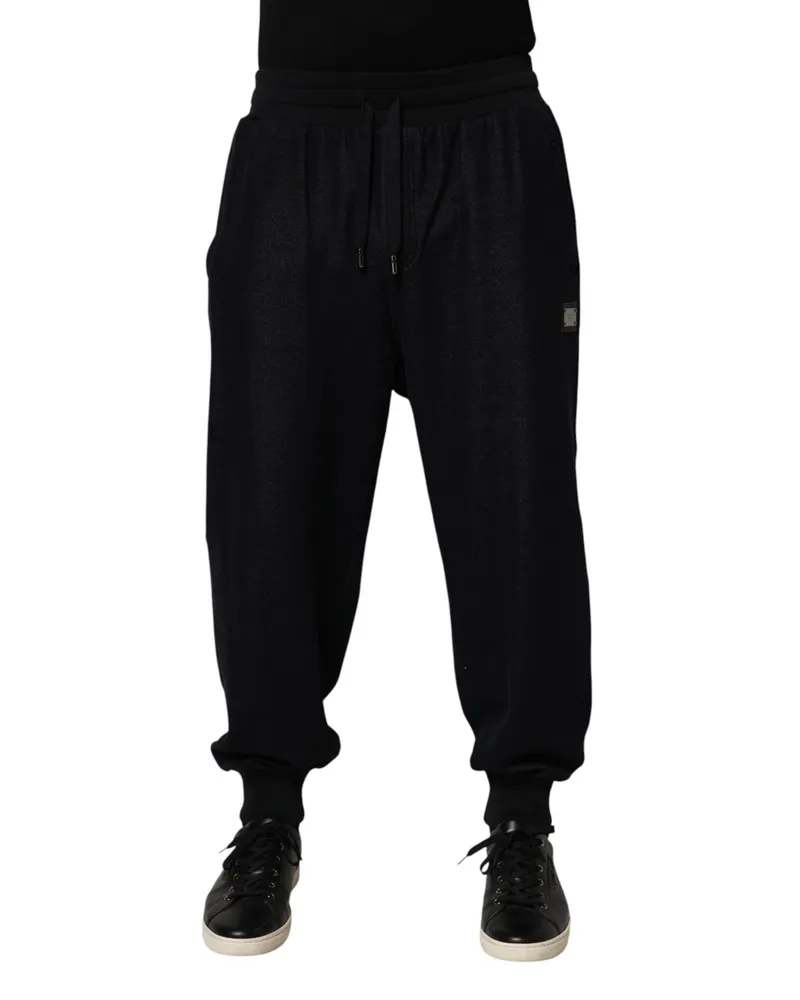Dolce & Gabbana Men's Black Cotton Blend Drawstring Jogger Pants Co+pl Black