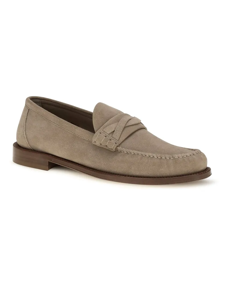 Brunello Cucinelli Men's Suede Loafers Koala Beige