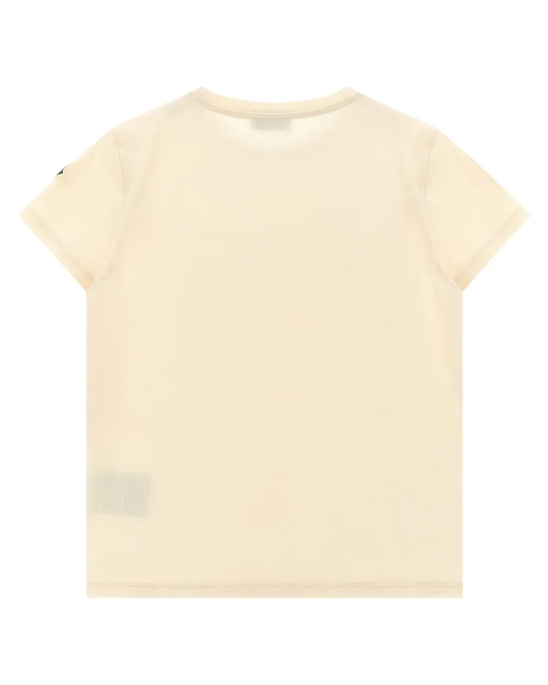 Moncler Logo-Embroidered Cotton Jersey T-Shirt — Cream Cream