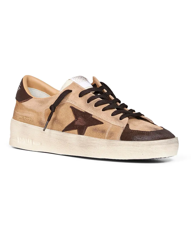 Golden Goose Men's Sneakers Stardan Beige Suede Calf Leather Trainers Beige