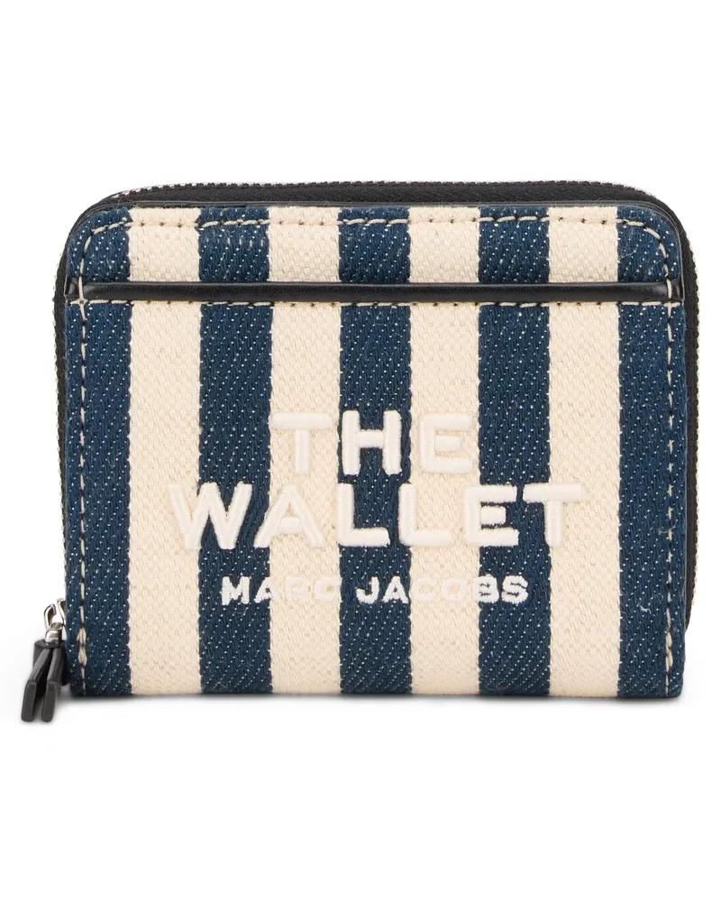 Marc Jacobs Women's Compact Wallet The Stripe Blue Sea Multi Cotton & Purses Navy