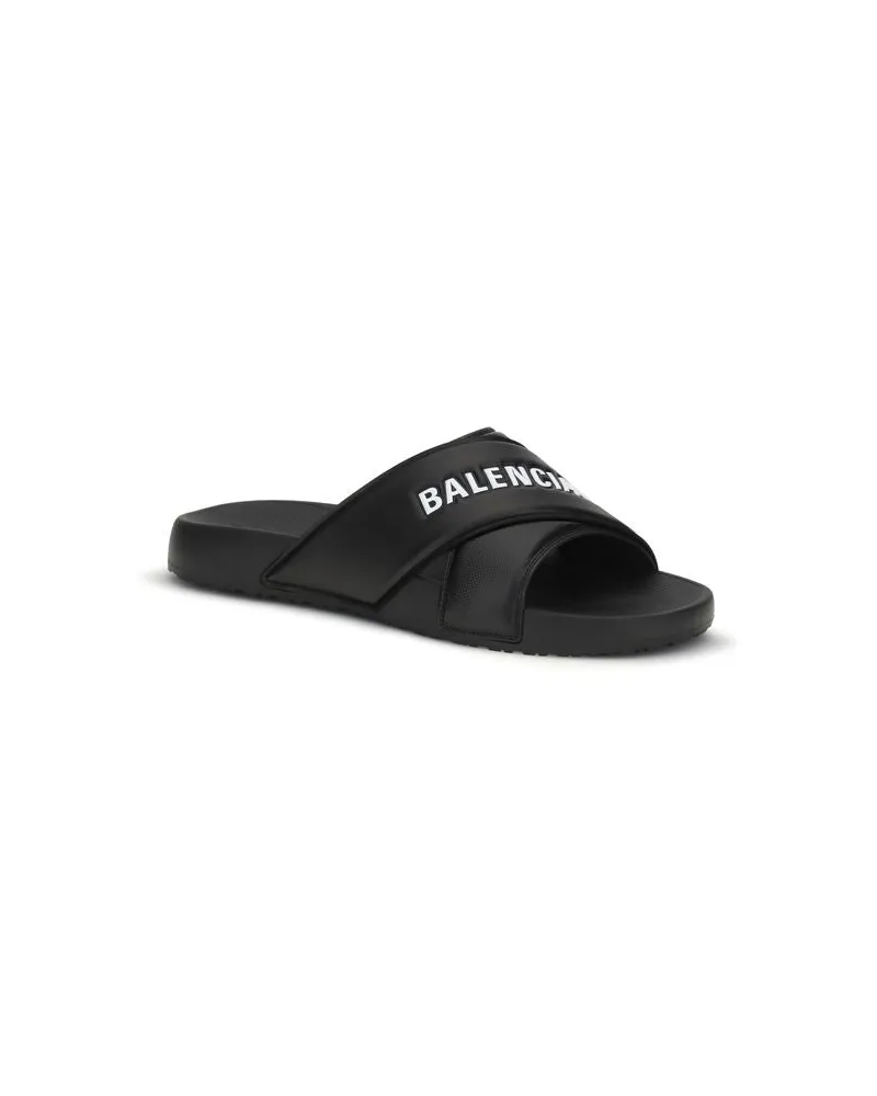 Balenciaga Men's Black Rubber Sandals Black