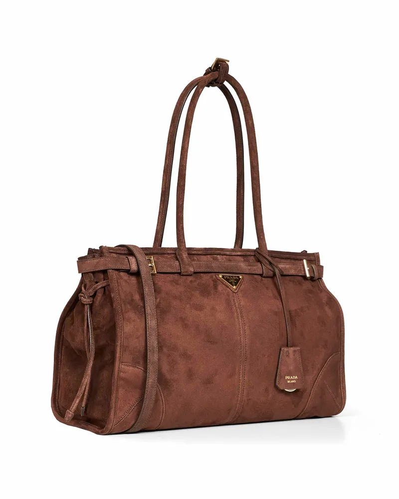 Prada Women's Handbag Bonnie Brown Calf Leather Handbags Hand Bags Brown