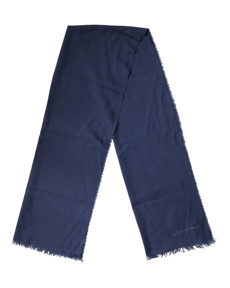 Dolce & Gabbana Scarf Blue Cashmere Neck Wrap Shawl Men Blue