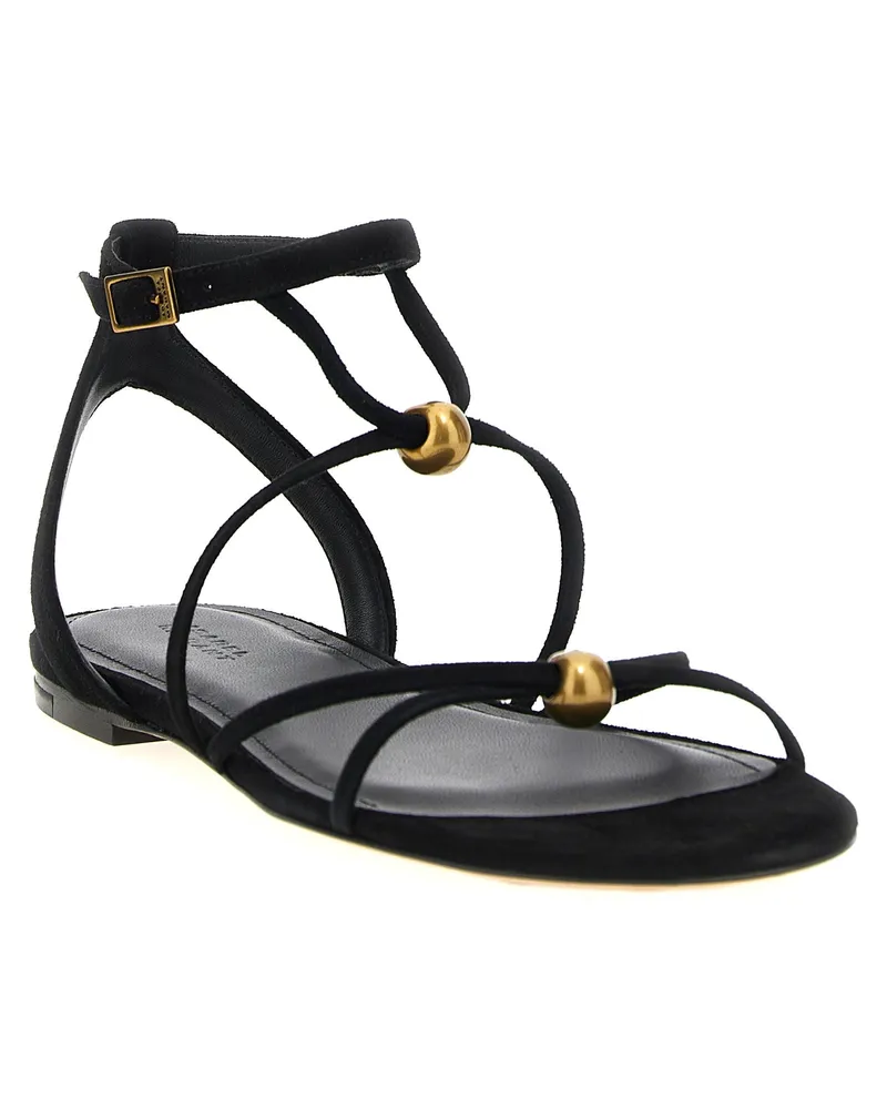 Isabel Marant Women's Black Goatskin Flat Sandals Black