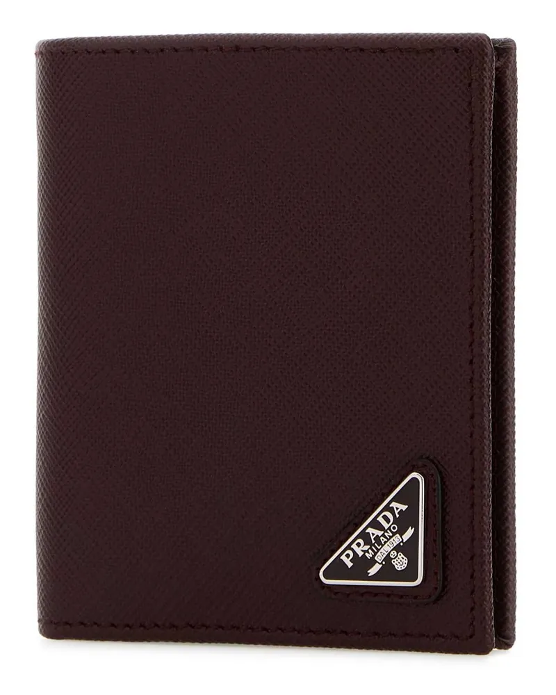 Prada Men's Saffiano Leather Wallet Burgundy Burgundy