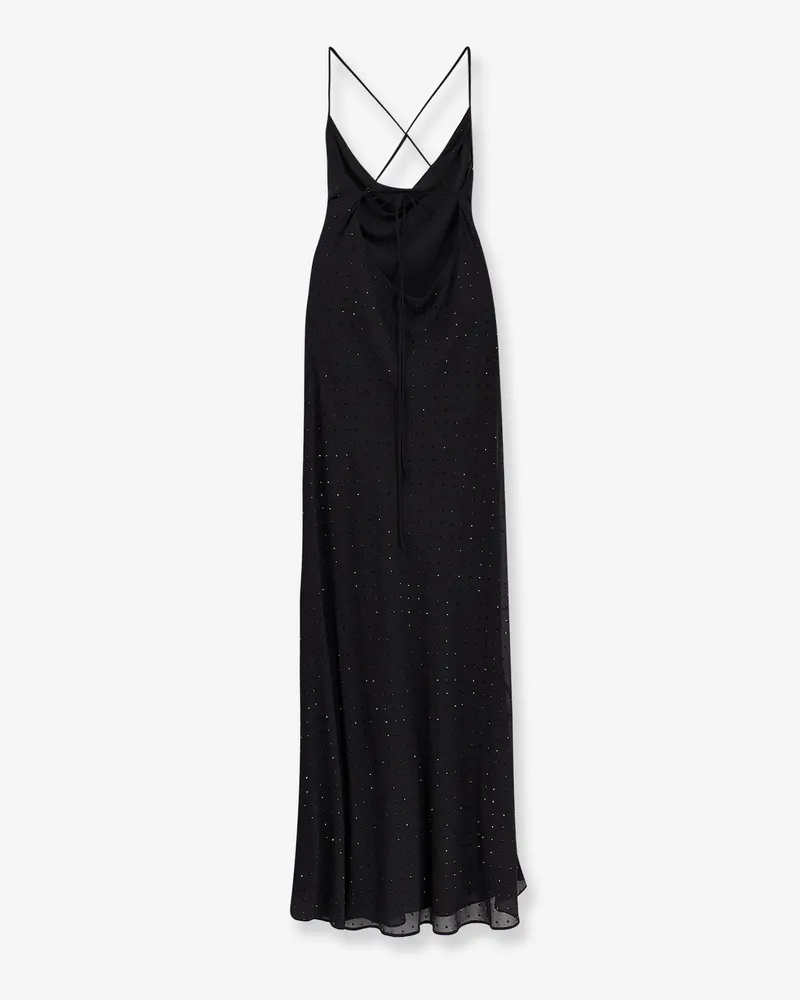 Pinko Women's Farro Long Dress With Rhinestones Black Polyester Black