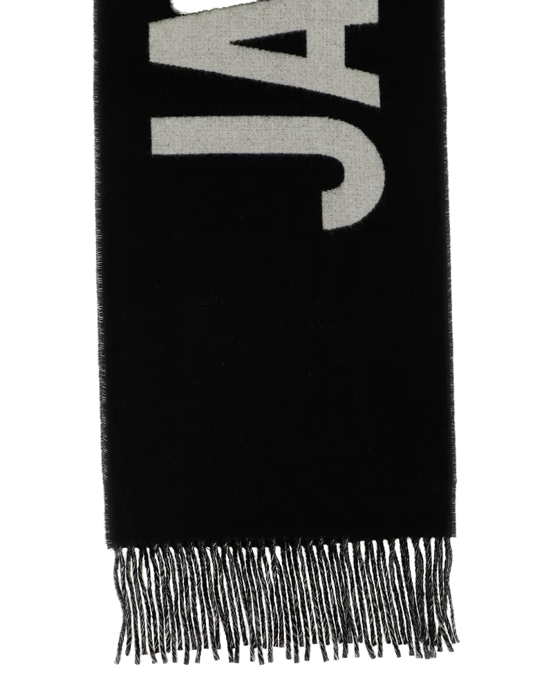 Jacquemus Intarsia Logo Wool Scarf — Black Black