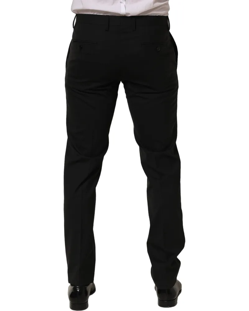 Dolce & Gabbana Black Wool Skinny Leg Dress Men Trouser Pants Virgin Elastane Black
