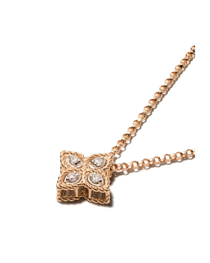 Roberto Coin Women's 18kt Rose Gold Princess Flower Diamond Pendant Necklace Continuty Rose