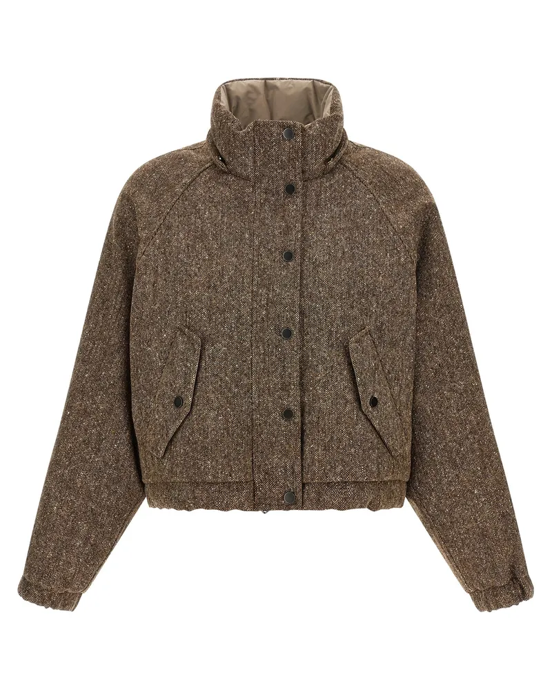 Brunello Cucinelli Women's Brown Virgin Wool Full-Length Jacket Clothing Brown
