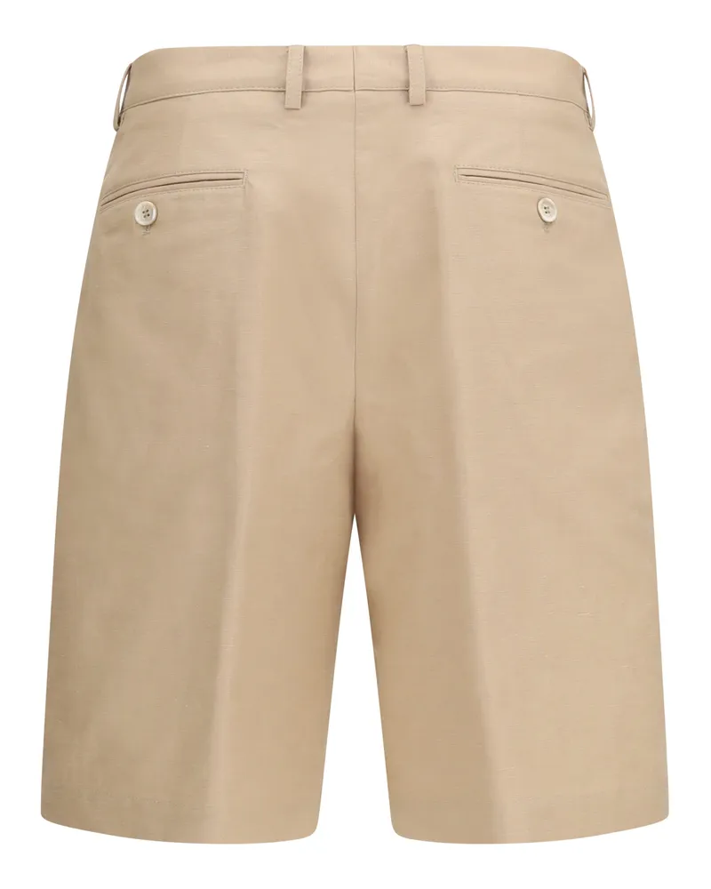 Brunello Cucinelli Men's Shorts Cotton-Linen Camel Bermuda Beige