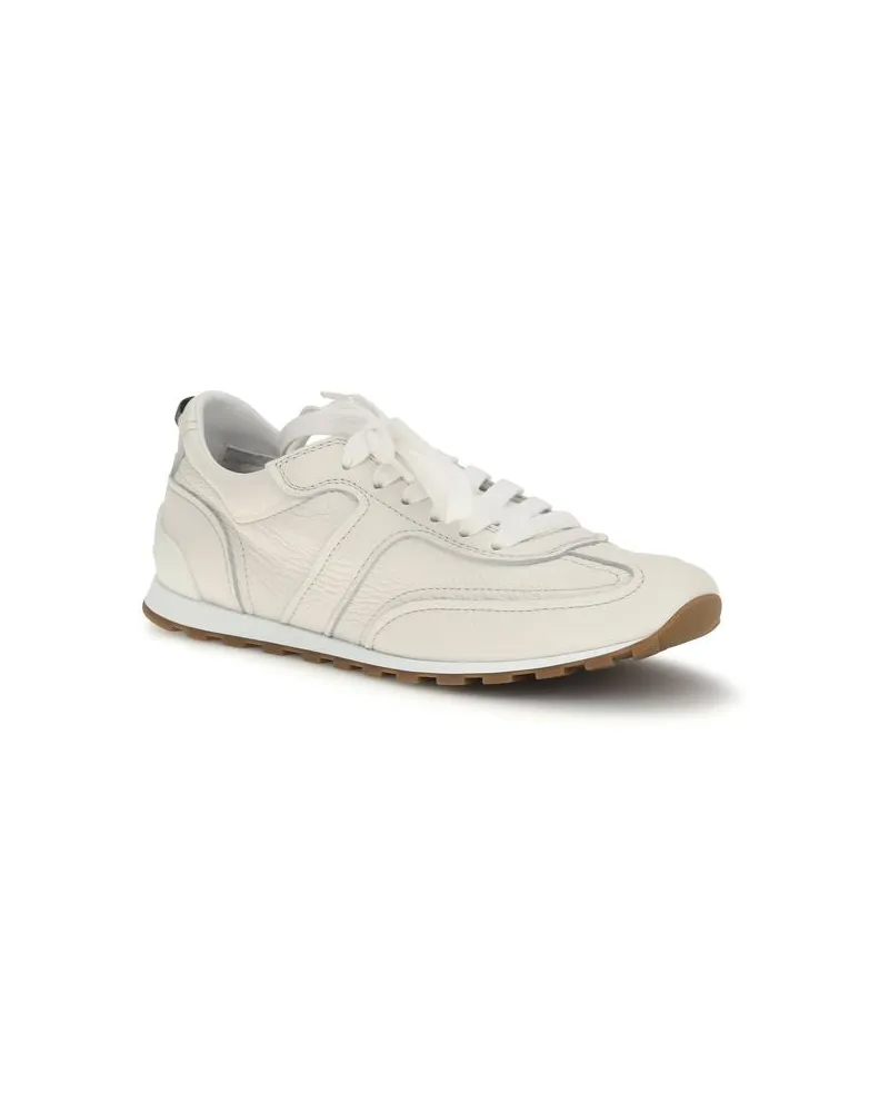 Brunello Cucinelli Women's White Calf Leather Bos Taurus Low Top Sneakers White