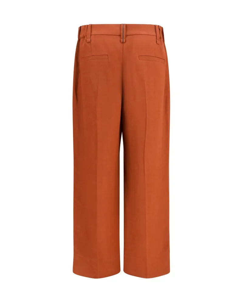 Brunello Cucinelli Women's Brown Viscose Casual Pants Brown