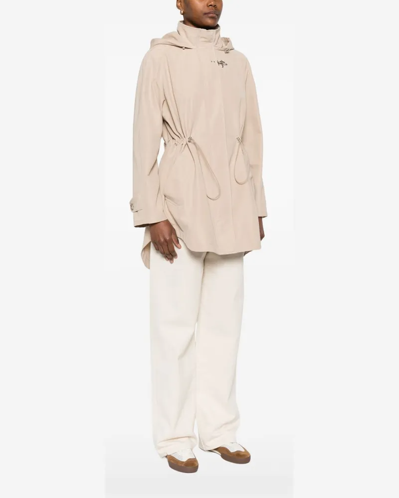 Fay Hooded Midi Parka Coat — Beige Beige