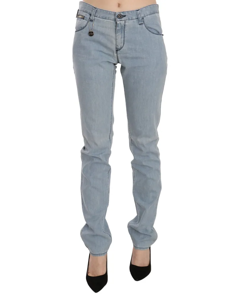 CoSTUME NATIONAL Women's Light Blue Mid Waist Skinny Denim Jeans Cotton Clothing Blue