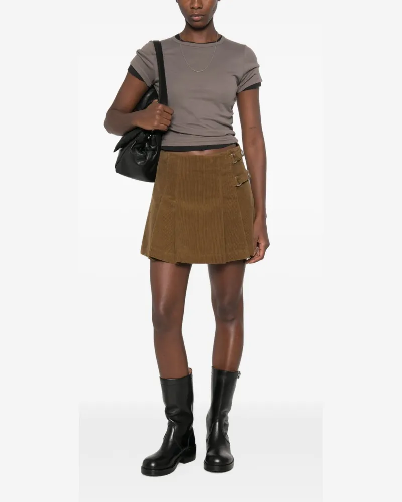 Golden Goose Corduroy Pleated Skirt — Brown Brown