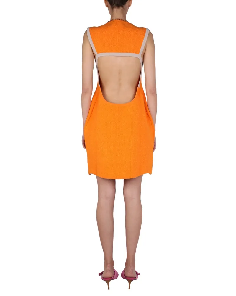 Jacquemus Cut-Out Crew Neck Dress — Orange Orange