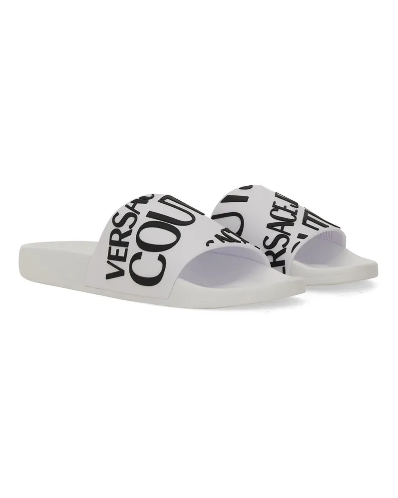 Versace Jeans Logo-Embroidered Slide Sandal — White White
