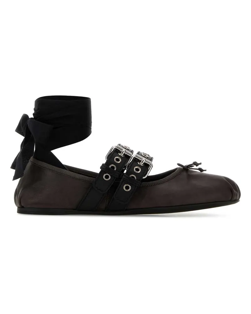 Miu Miu Moro Ballerine Flat Shoes Brown