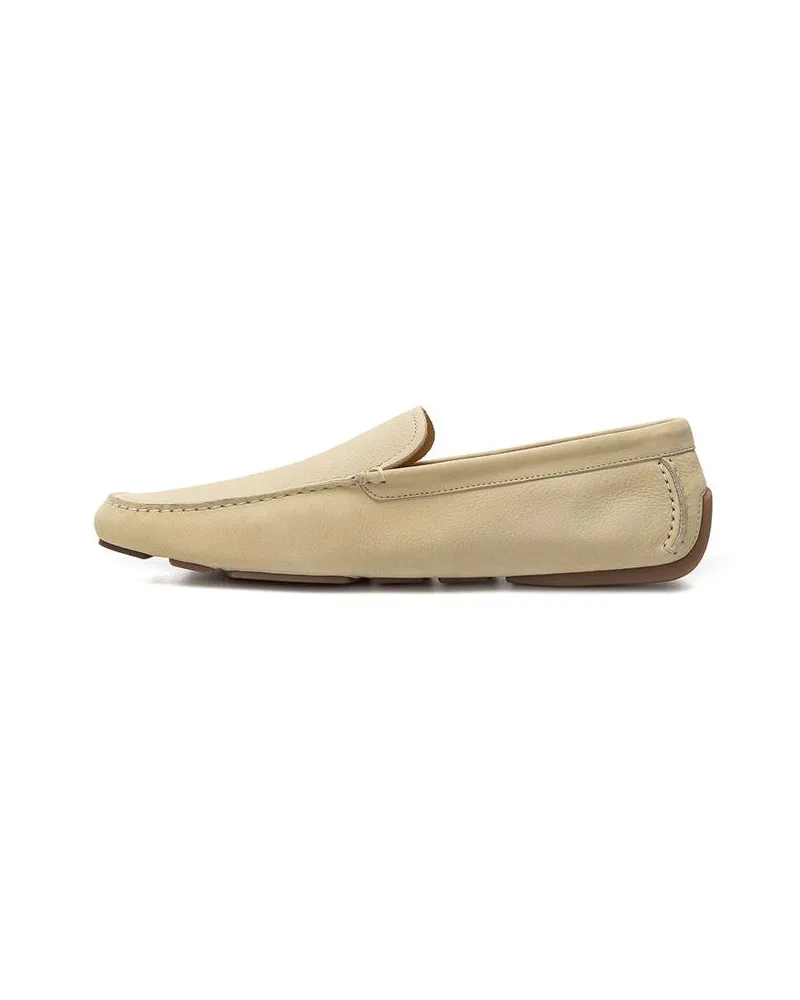 Bally Men's Beige Leather Moccassin Shoe Beige