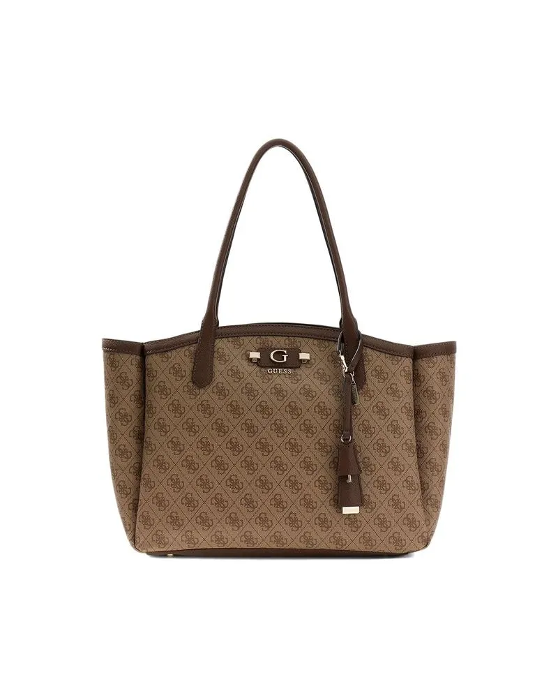 Guess Women's Tote Latte Logo Polyurethane Tote-bags Brown