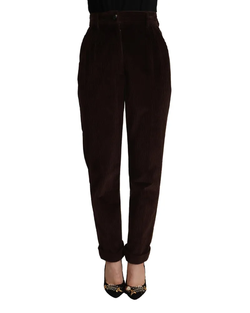 Dolce & Gabbana Women Bordeaux Corduroy Cotton Trouser Tapered Pants Elastane Burgundy