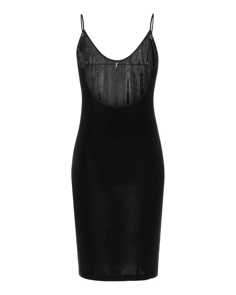 Saint Laurent Women Black Stretch Viscose Dress Noir Exterior: Elastane Maglie Sweater Black