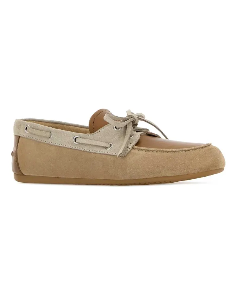 Miu Miu Women's Multicolor Leather And Suede Loafers Ecrucannella Mocassini Beige