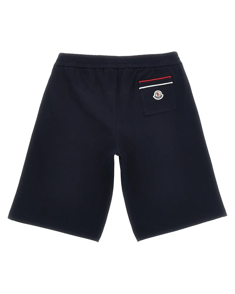 Moncler Tricolor Piqué Cotton Bermuda Shorts — Navy Navy