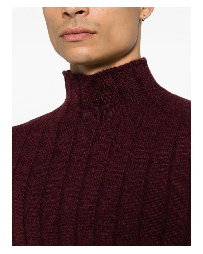 Brunello Cucinelli Ribbed-Knit Cashmere Sweater — Purple 