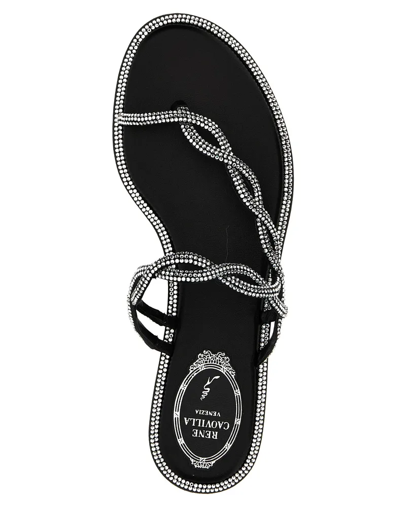 René Caovilla Braid Sandals — Black Black