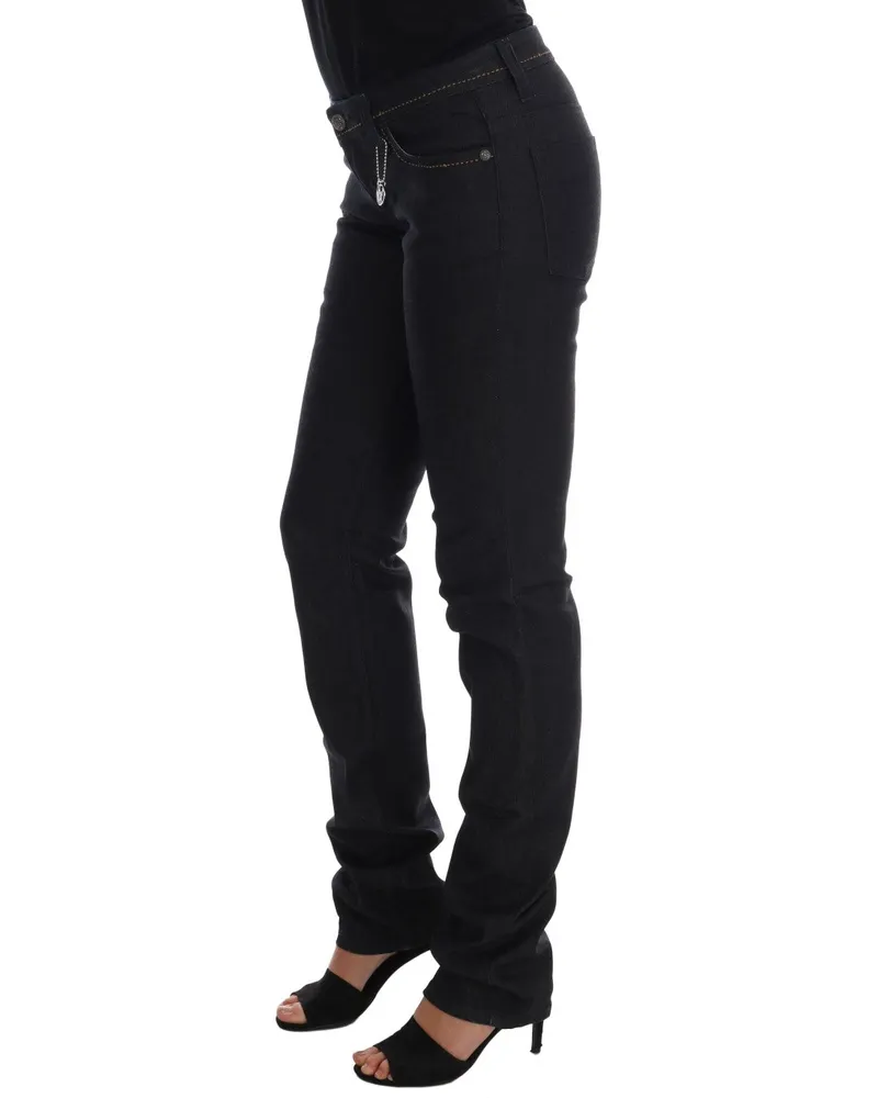 CoSTUME NATIONAL Women's Blue Cotton Stretch Slim Fit Jeans Clothing Black