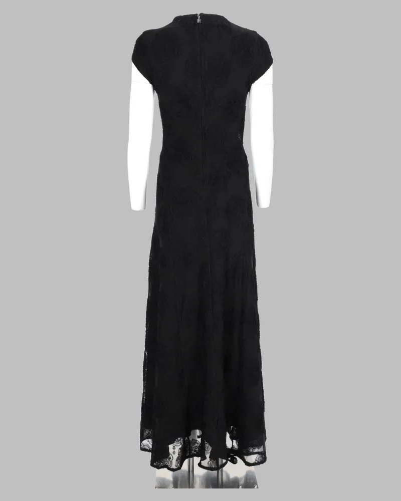 ROTATE Birger Christensen Floral Print Mesh Dress — Black Black