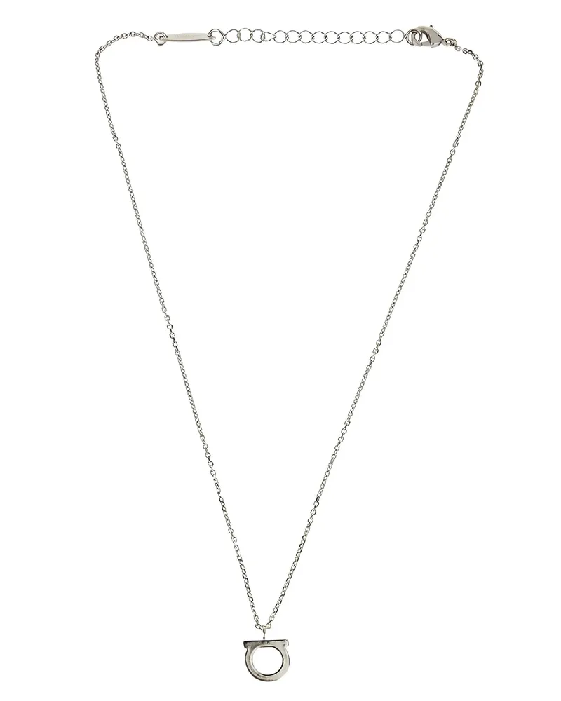Ferragamo Gancini Strass Necklace — Silver Silver