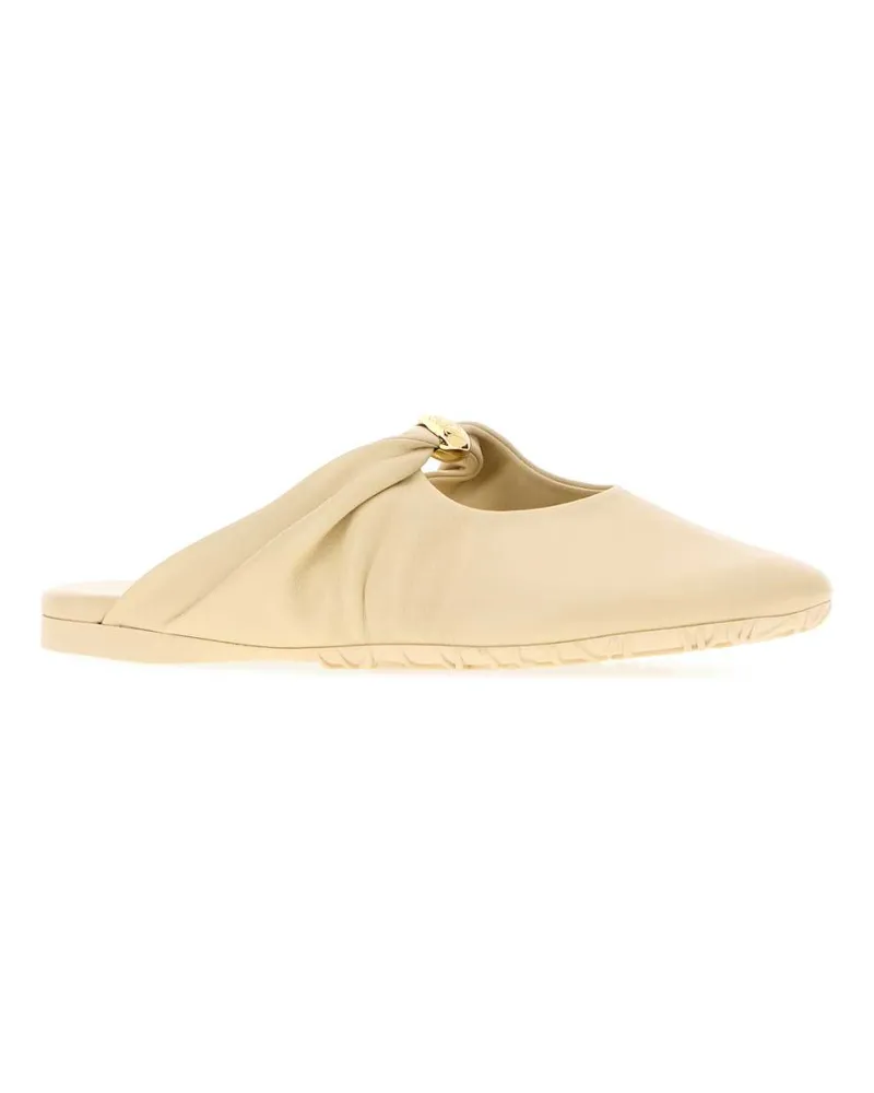 Loewe Women's Cream Nappa Leather Pebble Ballerinas Dough Slippers Flat Shoes Beige
