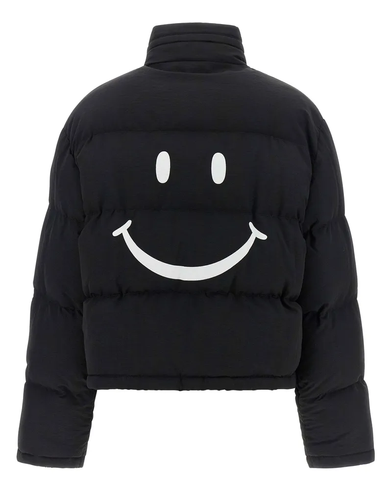 Moschino Logo-Print Quilted Puffer Jacket — Black Black