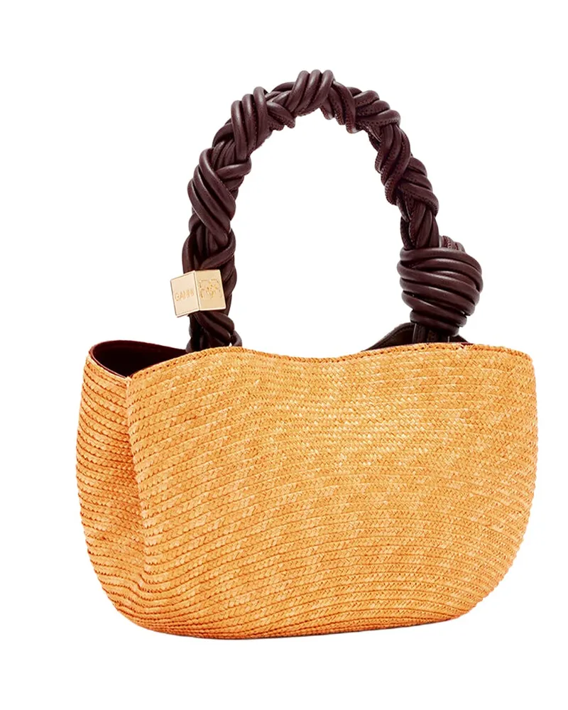 Ganni Women's Handbag Mini Bou Italian Straw Handbags Hand Bags Yellow