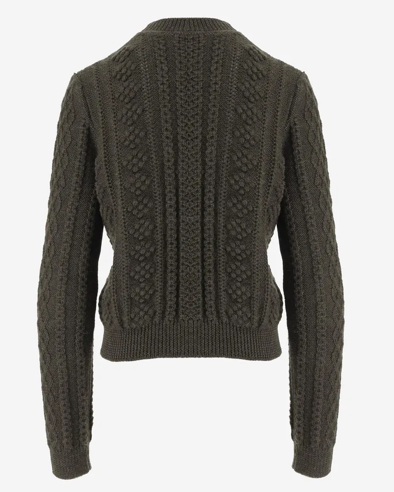 Jil Sander Women's Sweater With Sequins, Dark Green Wool Virgin Green