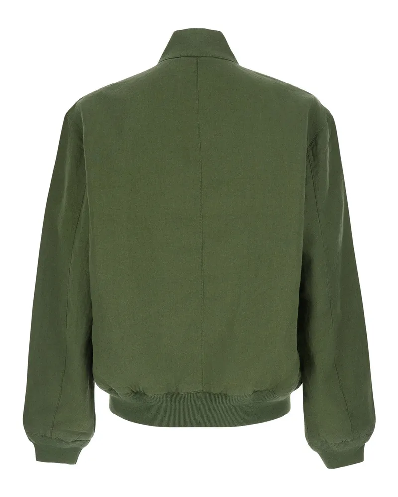 Ralph Lauren Men Jacket High-Collar Linen Green Coat Green