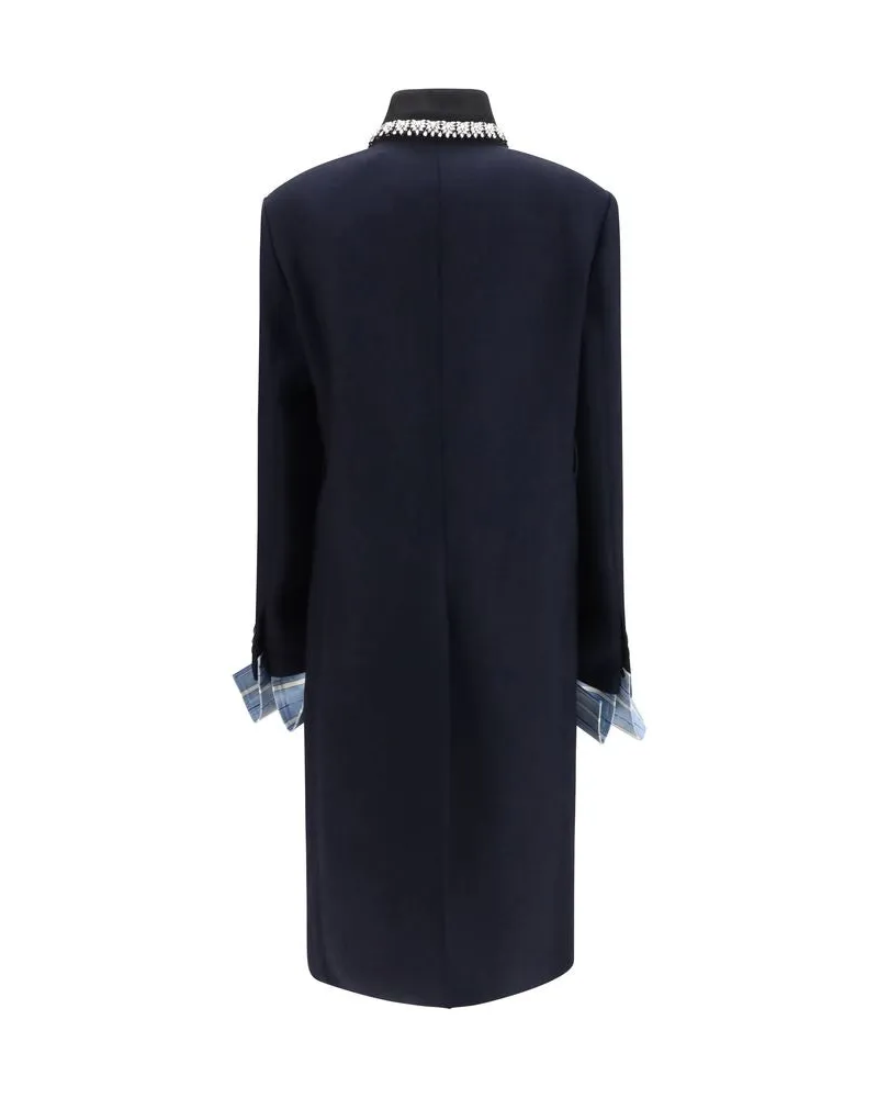 Prada Wool Ovis Aries Coat — Navy Navy