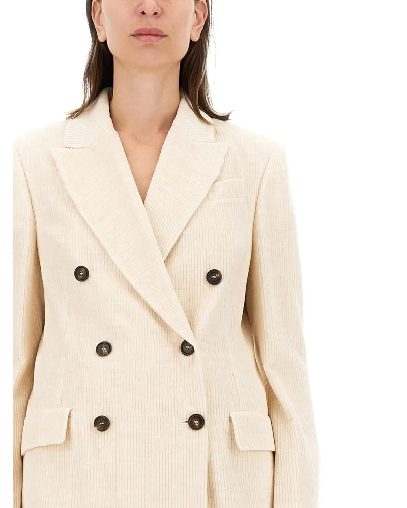 Brunello Cucinelli Double-Breasted Blazer — Ivory Ivory