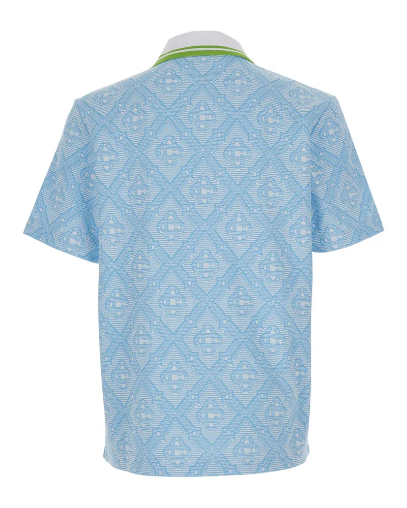 Casablanca Paris Men Polo Shirt Light Blue Bicolour Collar Cotton T-Shirts And Polos Blue