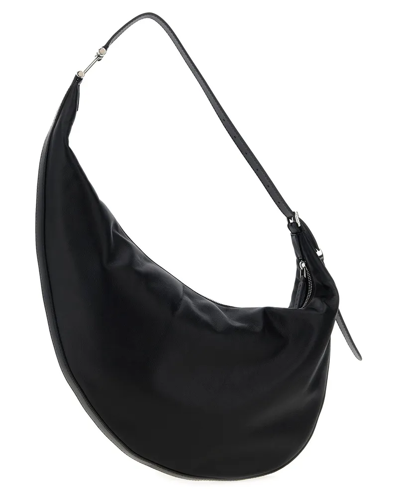 Marni Crescent-Shaped Leather Hobo Bag — Black Black