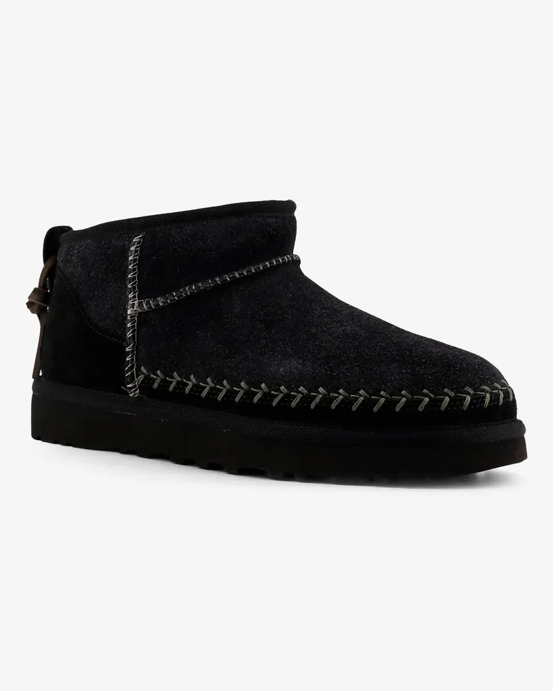 UGG Women's Classic Ultra Mini Biarritz Suede Ankle Boots Black Black