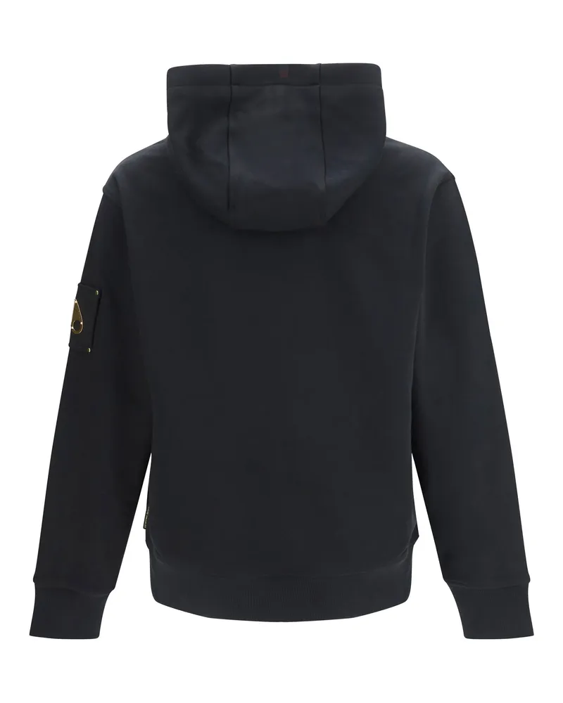 Moose Knuckles Men's Hartsfield Gold Series Zip Up Hoodie Black Cotton Sweatshirts Sweater Black
