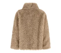 Curled Shearling Effect Coat — Beige