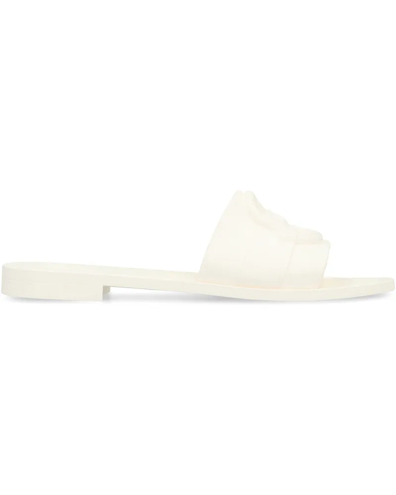 Moncler Women's Round-Toe Rubber Slides White Sandal 